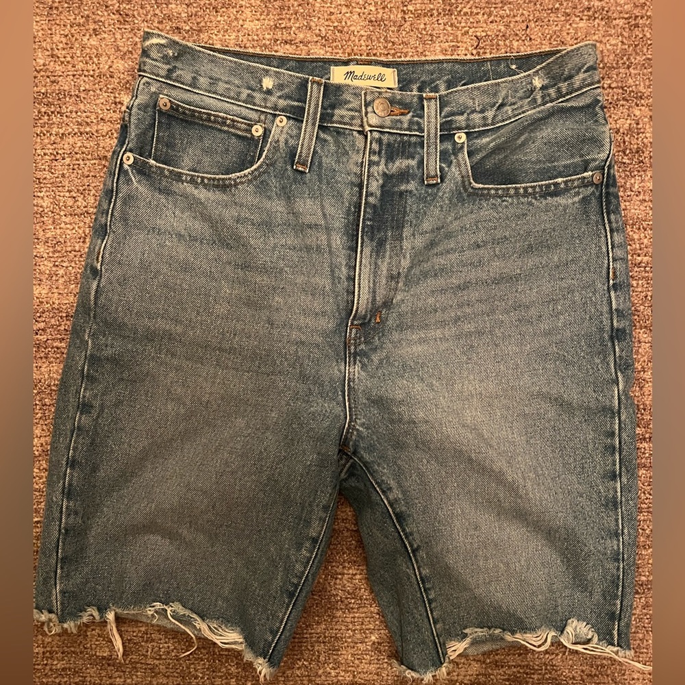 Madewe high rise long denim shorts